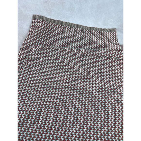 1970s Vintage Geometric Polyester Fabric Red Mint - Picture 4 of 5